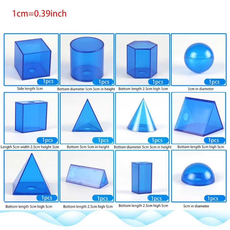 12pcs Geometric Model Disassemble Cube Cylinder Cone Toy Math Resources Learning Educational