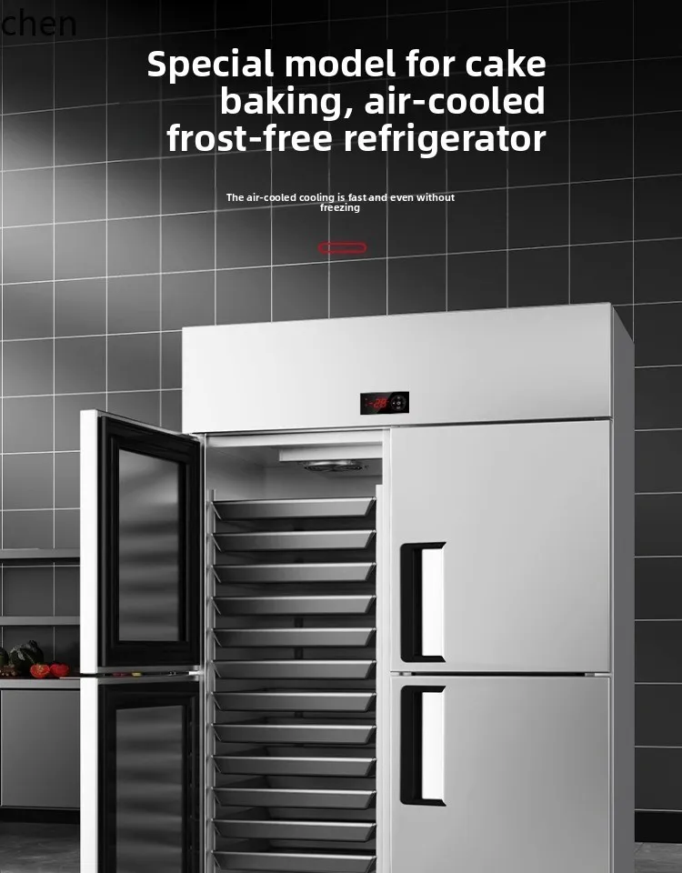 Congelatore da banco da lavoro HTT raffreddato ad aria senza gelo, frigorifero a quattro porte, consolle refrigerata, congelatore congelato a doppia temperatura