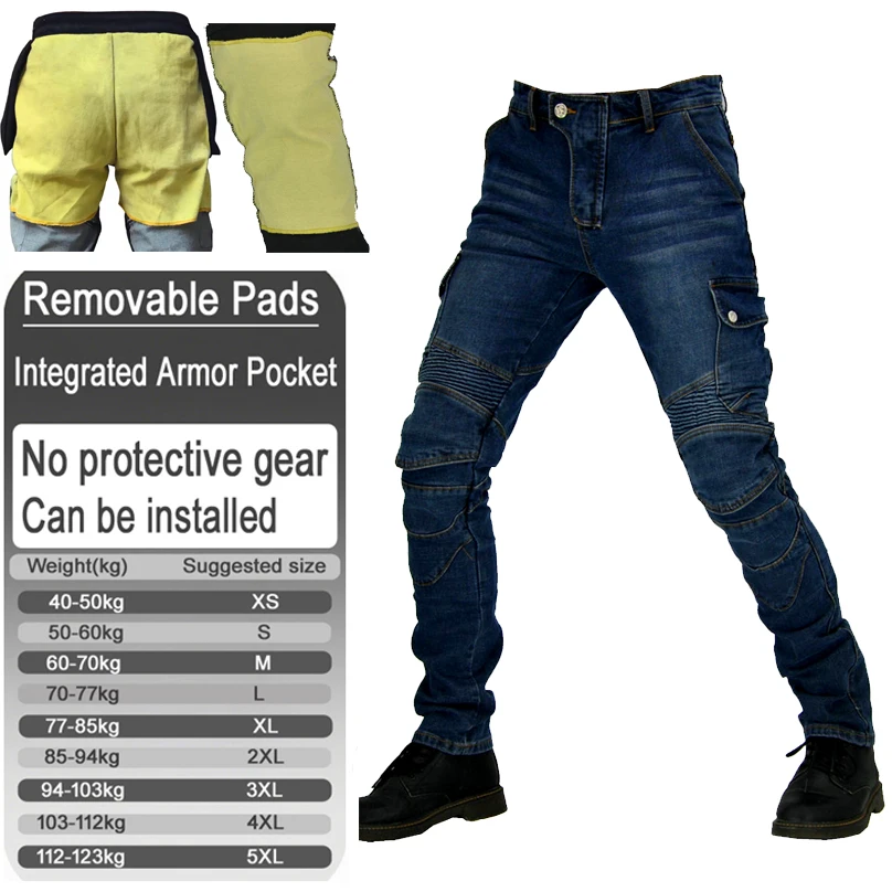 Kevlar motorcycle jeans for men abrasion resistant riding motocross pants for spring armor pockets Armor Not Included 06