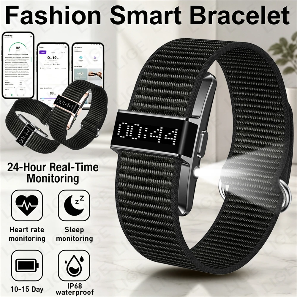 LIGE Smart Bracelet with LED Flashlight IP68 Waterproof Heart Rate Sleep Women Menstrual Period Monitor Fitness Sport Smart Band