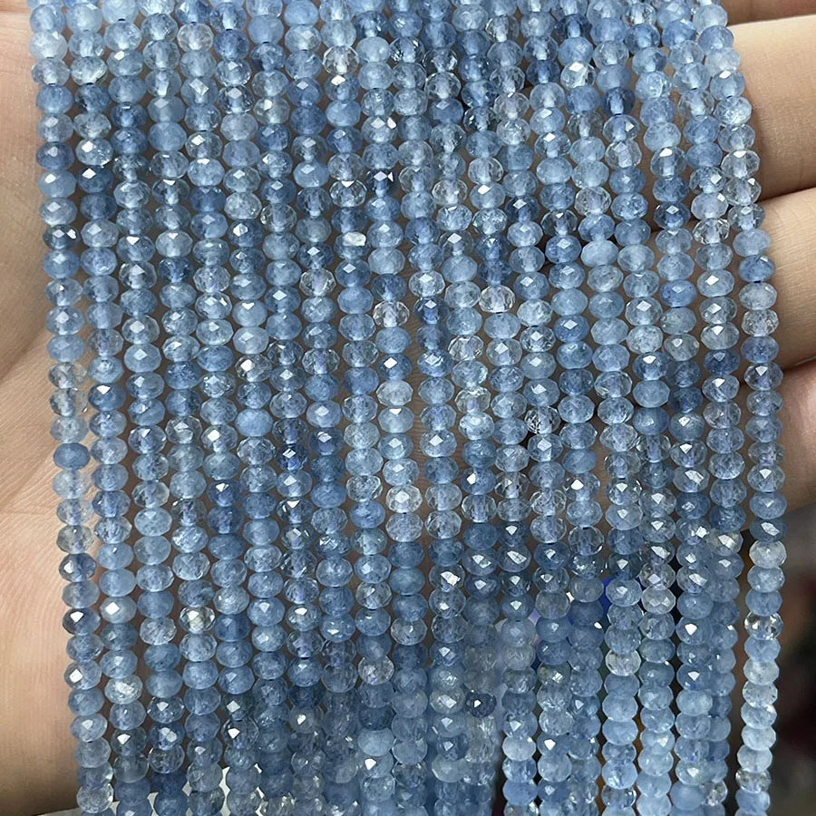 

Natural Stone Aquamarine Crystal Disc Bead Small Section Loose Beads for Jewelry Making DIY Manual Necklace Bracelet 15''3x4mm