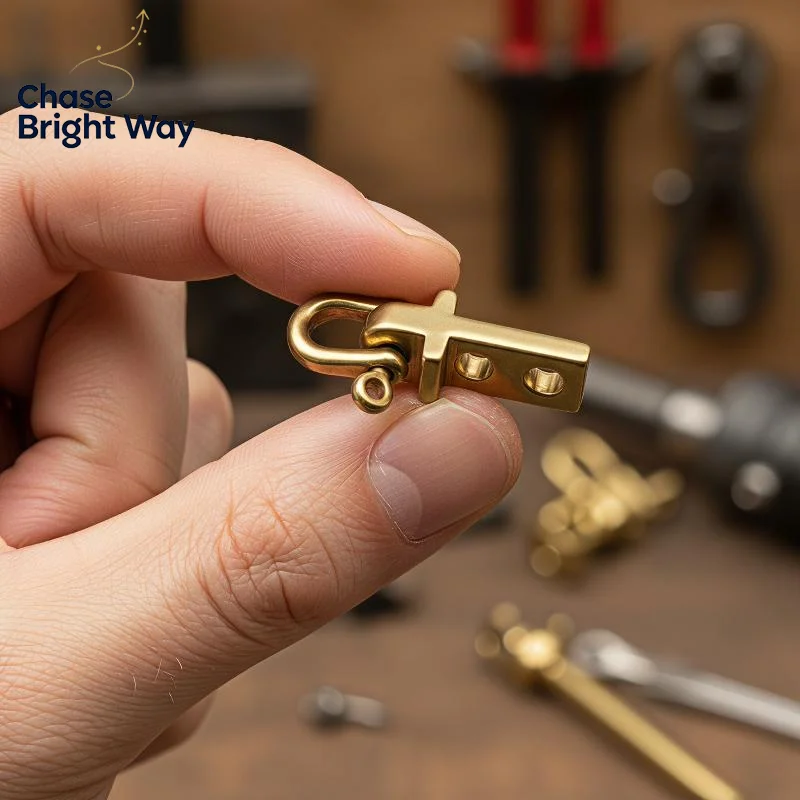 Brass Carabiner Keychain Long Service Life Vintage Shackle Durable DIY Hardware Part for Daily Carry Car Key Storage Gift