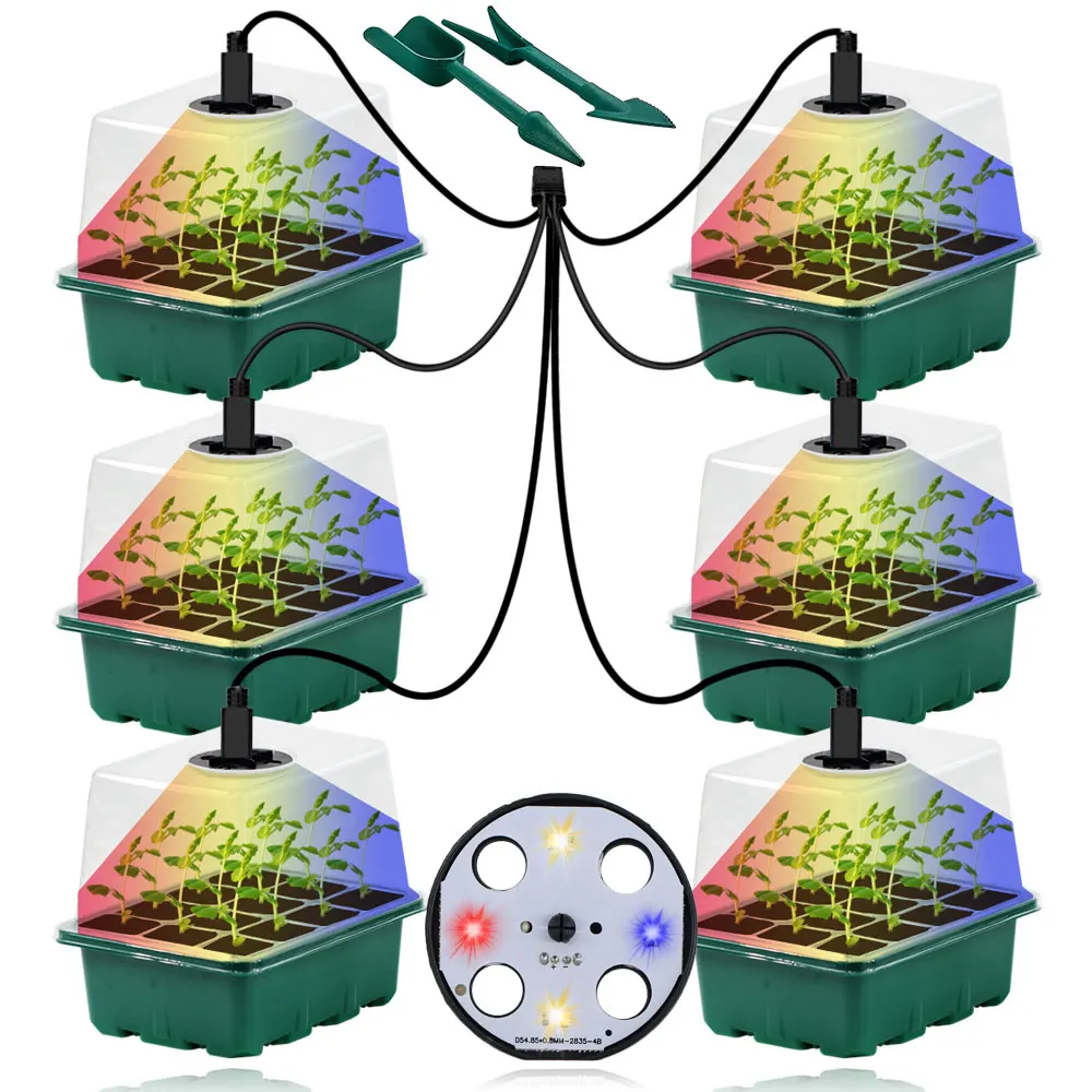 14CM wysokości pełnozakresowe LED świetlówka do roślin sadzonki pudełka nasion Starter taca do zasiewania cieplarnianych kryty ogród rośliny rosnące