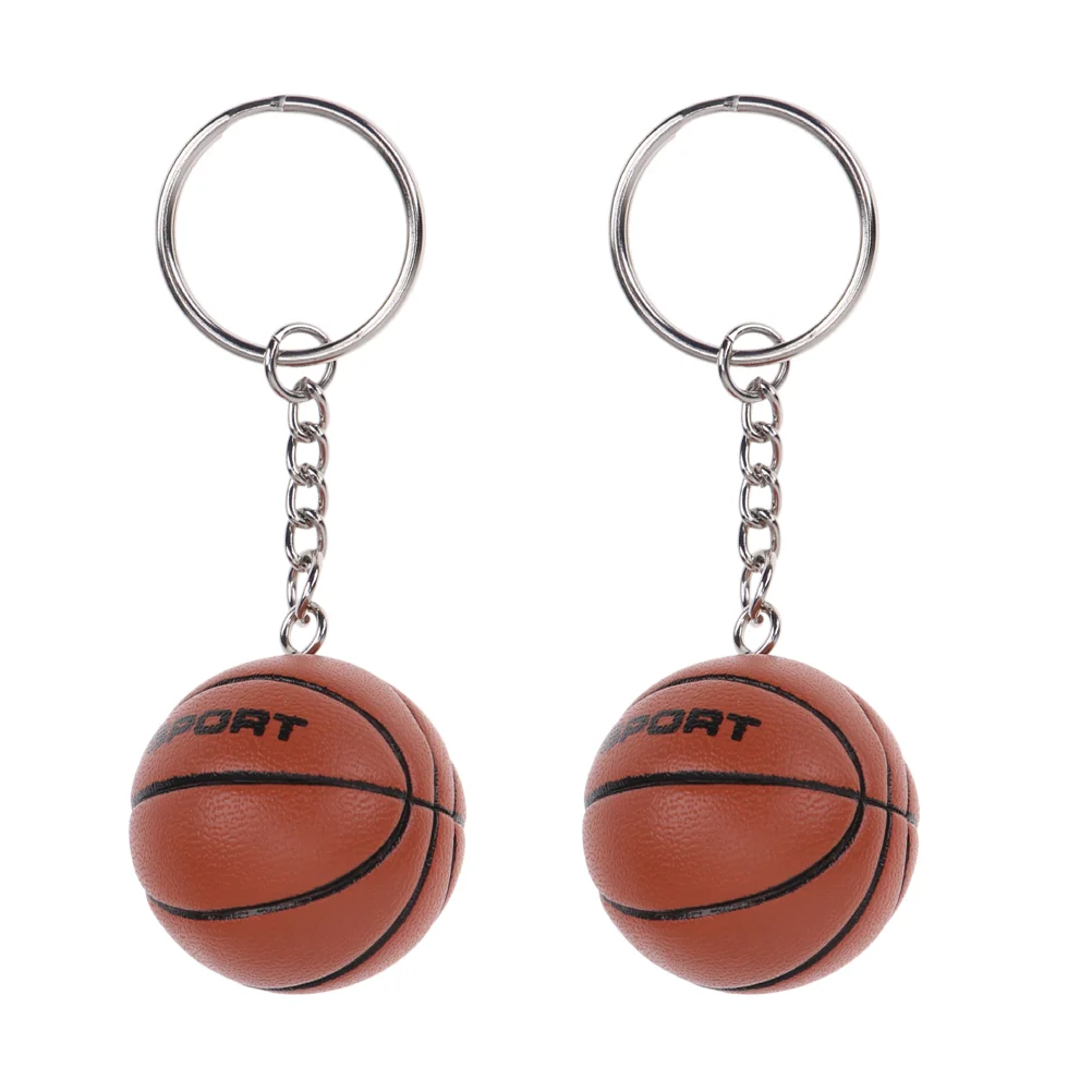 

2 Pcs Simulation Basketball Pendant Key Chain Keychain Outdoor Small Decor Lovely