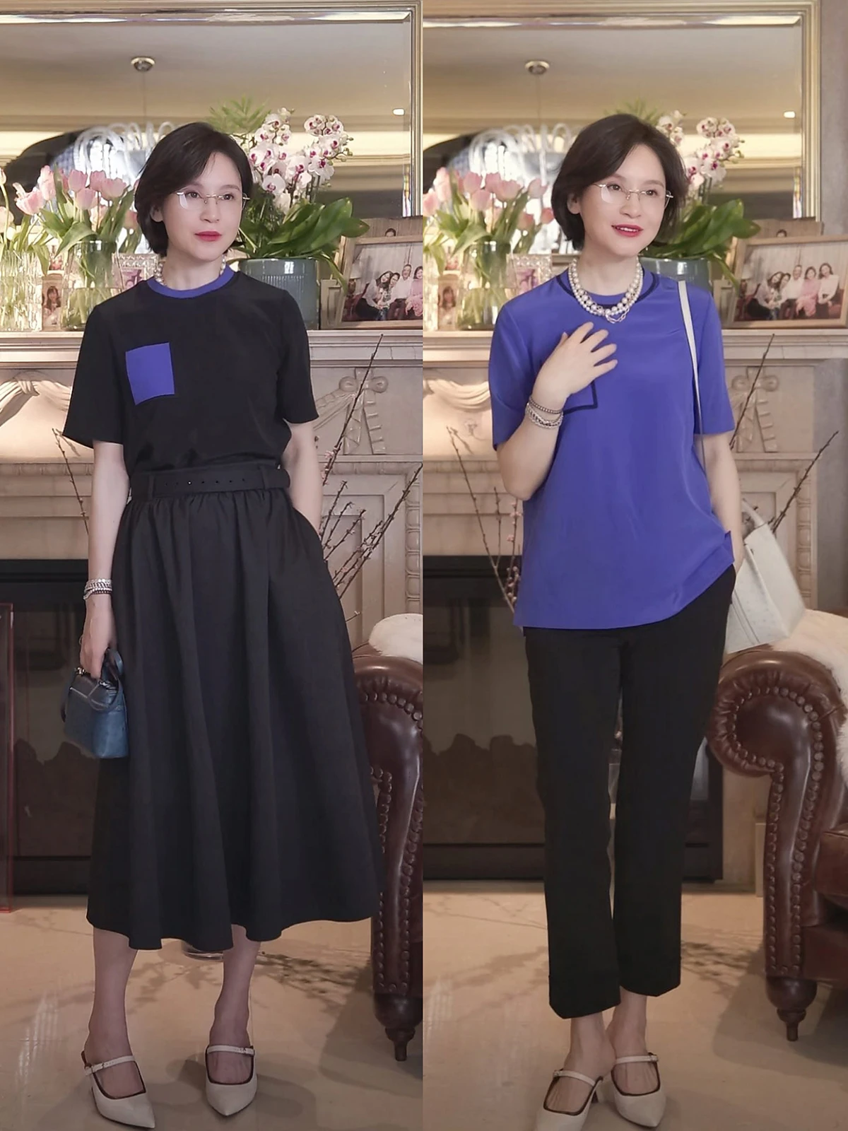 

Шелковый топ с молнией YKK, прямой крой, дизайн Color Block, цвет Klein Blue 6A, круглая молния, неорганический шелк