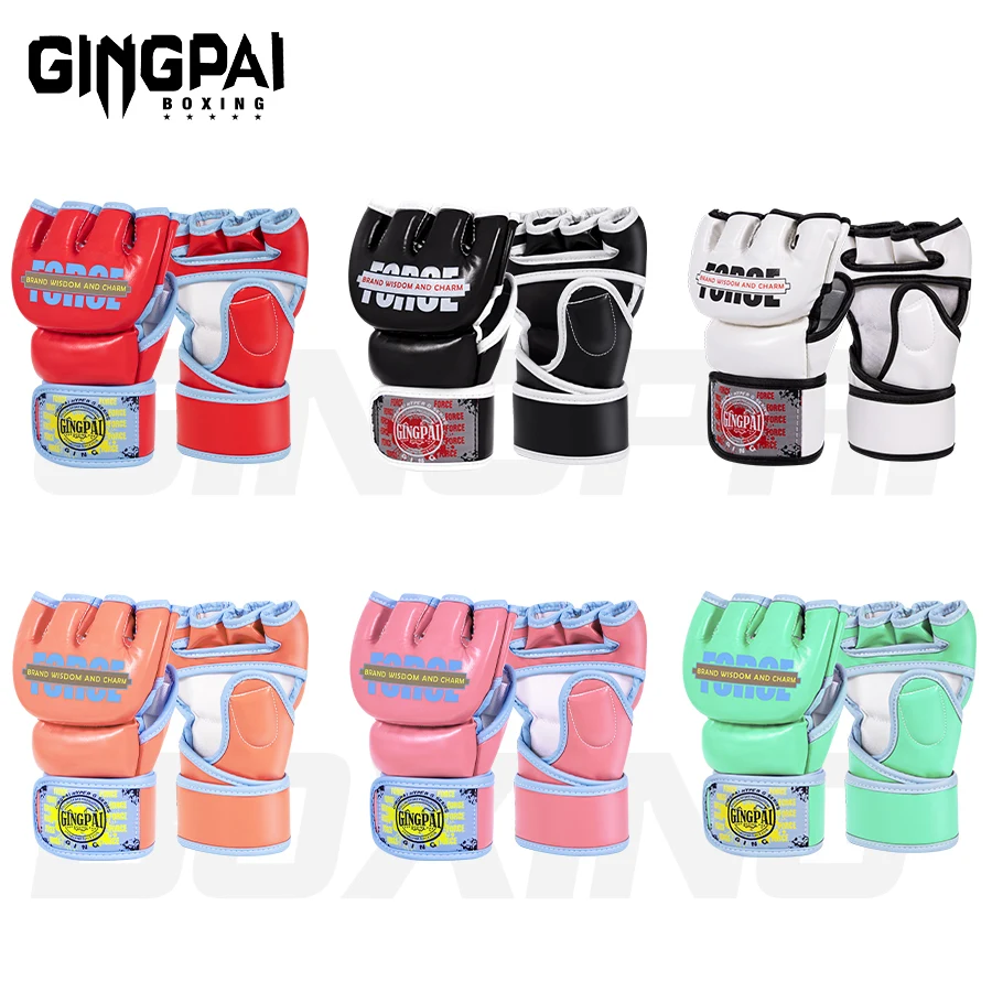 GINGPAI Professional MMA Half-Finger Fighting Boxing Gloves Thickened Sanda Free Fighting Mixed Martial Arts Training Gloves