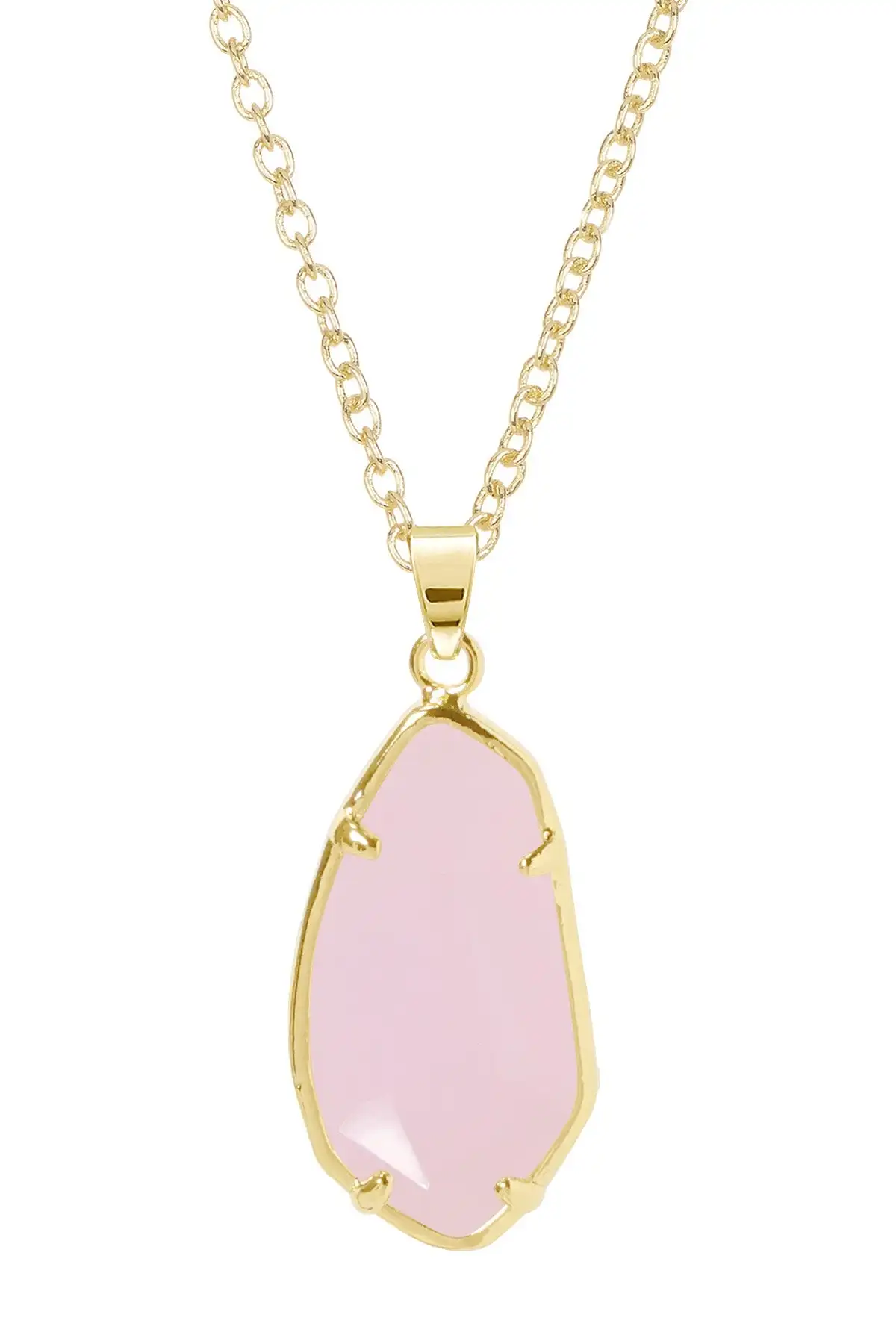 Irregular Fancy Cut Yellow Pink Blue Crystal Pendant Necklace