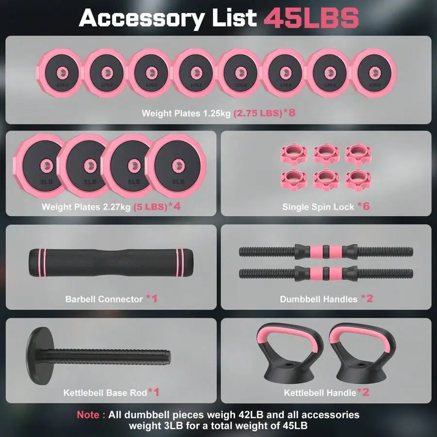 Adjustable Dumbbells Set (45/65/85lbs) - 4-In-1 Free Weights With Connector, Convertible To Barbell, Push-Up Stand, Kettlebell F