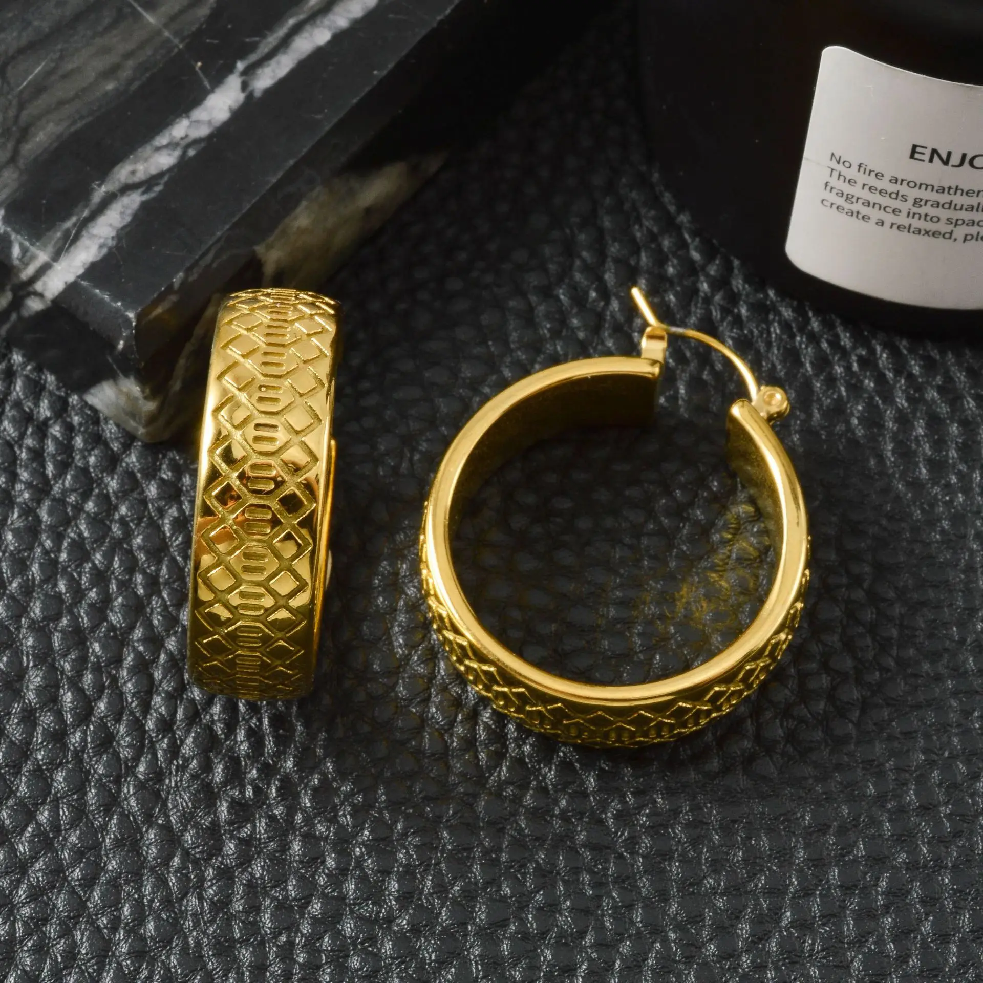 Luxury 24K 9999 Pure Gold real gold Rhomboid Earrings Light Luxury Style Women's Earrings
