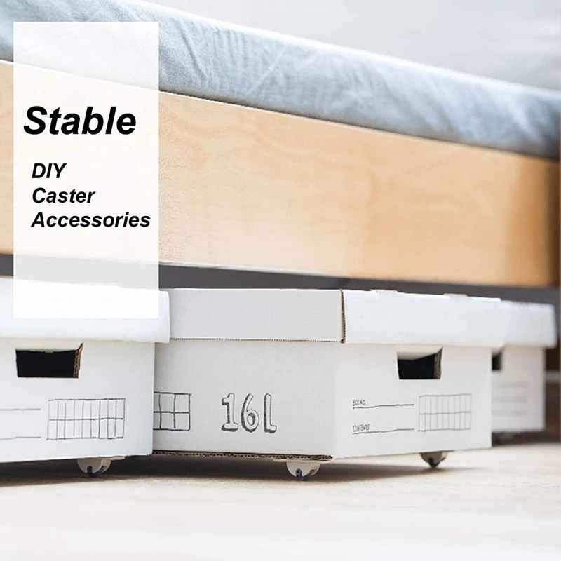 Self Adhesive Casters Wheels For Storage Box Trash Can Single Direction Non-Swivel Casters No Drilling
