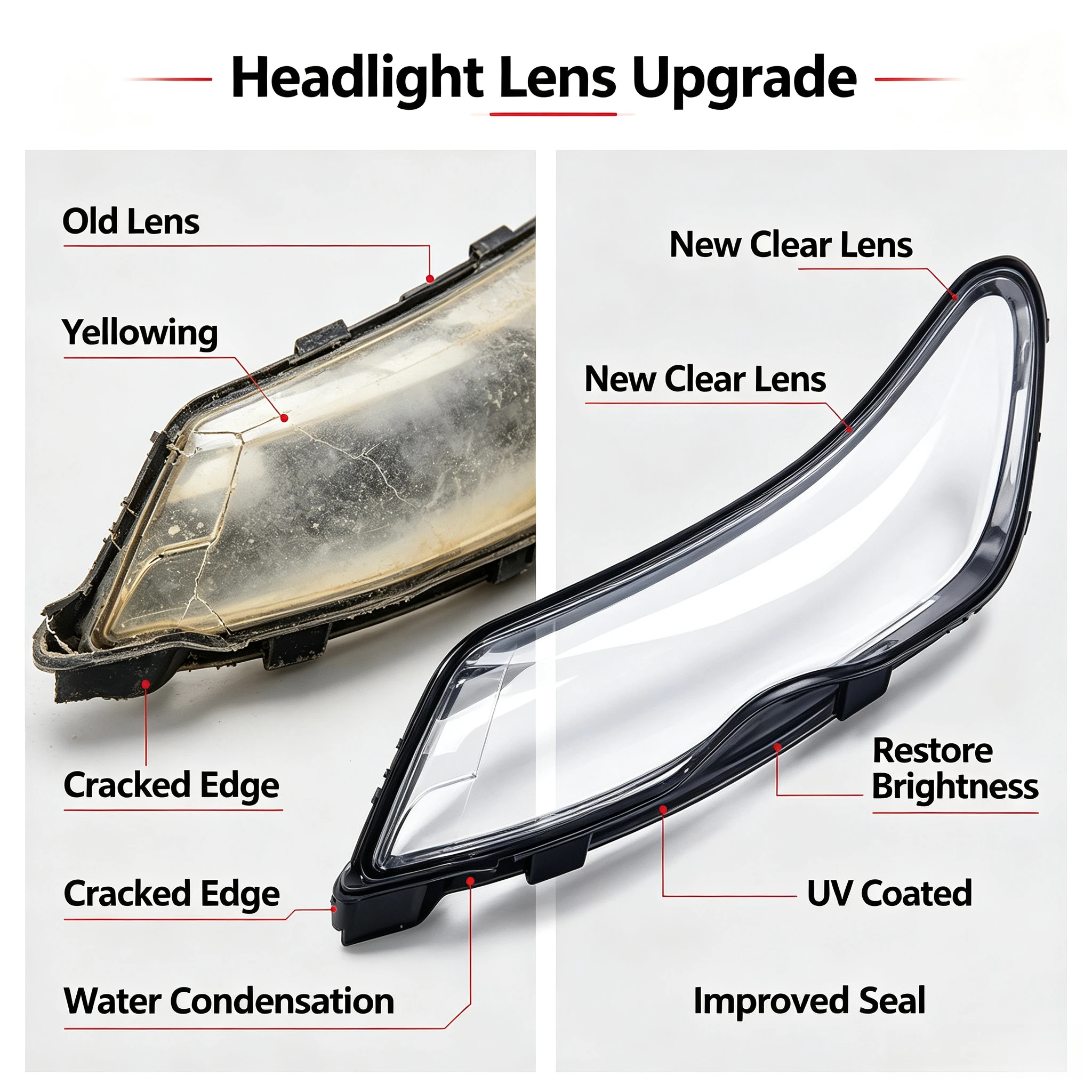 Moggic Headlight Lens Cover Compatible With 2019 Range Rover Sport HSE Dynamic Autobiography Left Right Side Replacement Head view 3