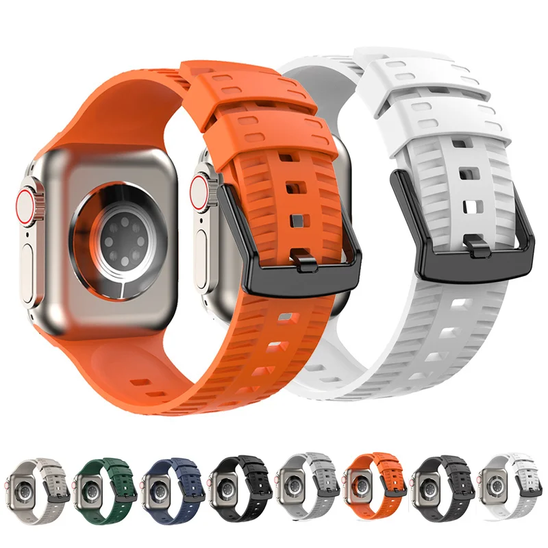 الإطارات نمط سيليكون حزام ل أبل الترا الفرقة iwatch سلسلة 6 7 8 9 10 حزام الساعات 46 مللي متر 41 مللي متر 42 مللي متر 44 مللي متر 45 مللي متر 49 مللي متر سوار