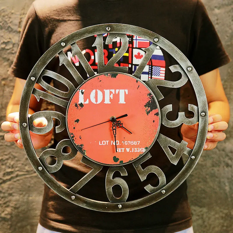 Retro Gear Clock Home Decoration Industrial Style Clocks Creative Home Decoration Bar Restaurant Wall Bedroom Coffee Shop Decor