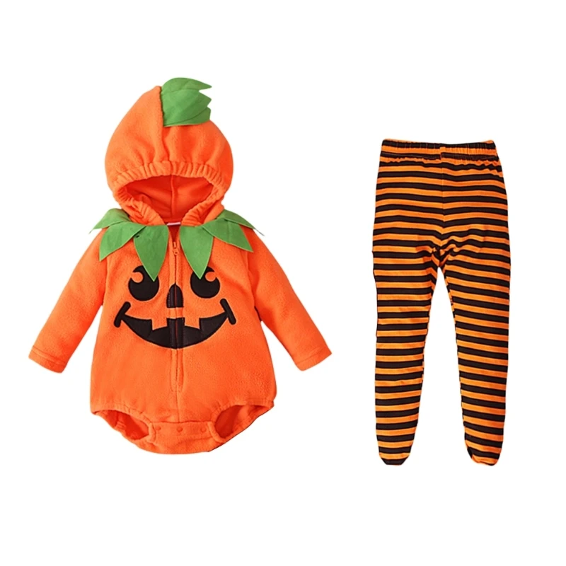 634C Halloween Pompoen Babykleding Halloween Pompoen Kostuum Hoodie Romper Broek Outfits