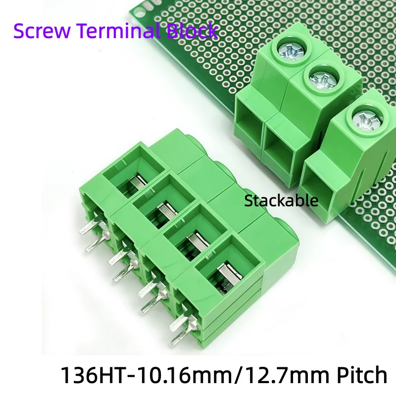 10Pcs 10.16mm 12.7mm Pitch KF136HT High Current Screw Terminal Block 136HT Stackable PCB Wire Connector