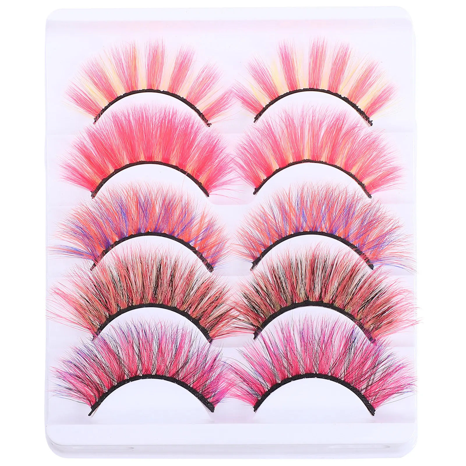 10pcs 3D Colorful False Eyelashes – Long Dramatic Thick Lashes for Costume Makeup & Performance