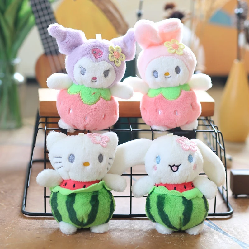 

Плюшевый брелок с мультяшными фруктами, Sanrio Kuromi, плюшевый кулон в стиле аниме, милая декоративная сумка для девочек