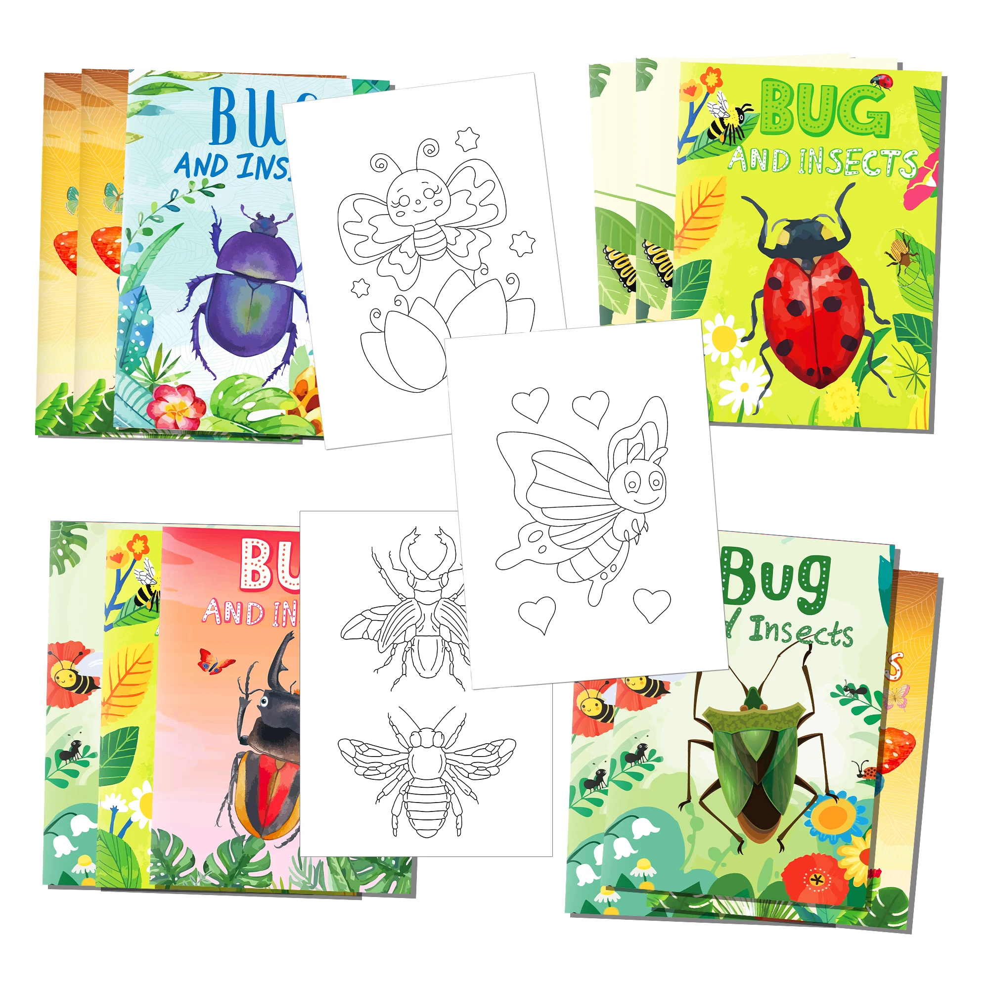 12pcs Cartoon Insect Bug Spring Ladybug Graffiti Drawing Painting Book DIY Coloring Picture Book Baby Birthday Party Gifts