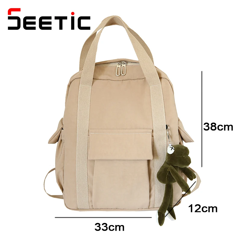 SEETIC Waterproof Nylon Women Backpack 2022 Female Backpack Simple School Backpack For Girls Teenage Shoulder Travel Backpack