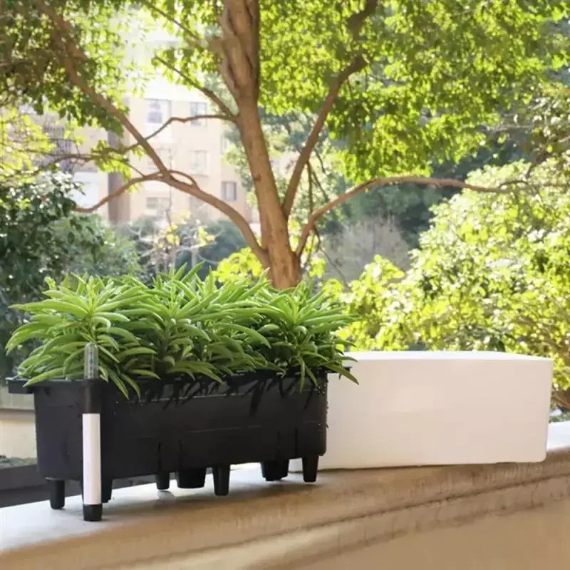 Automatic Water Absorption Flowerpot Flower Pot Unique Convenient Practical Rectangle Flowers Pot + Water Level Indicator