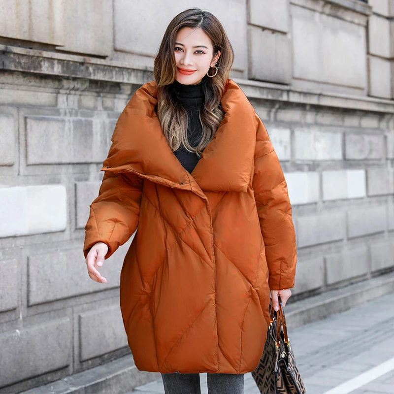 Vintage Women winter down jackets 2022 Oversized Fashion Turtleneck Warm Long puffer coat Luxury Ladies clothes Warm INKEO 2O177