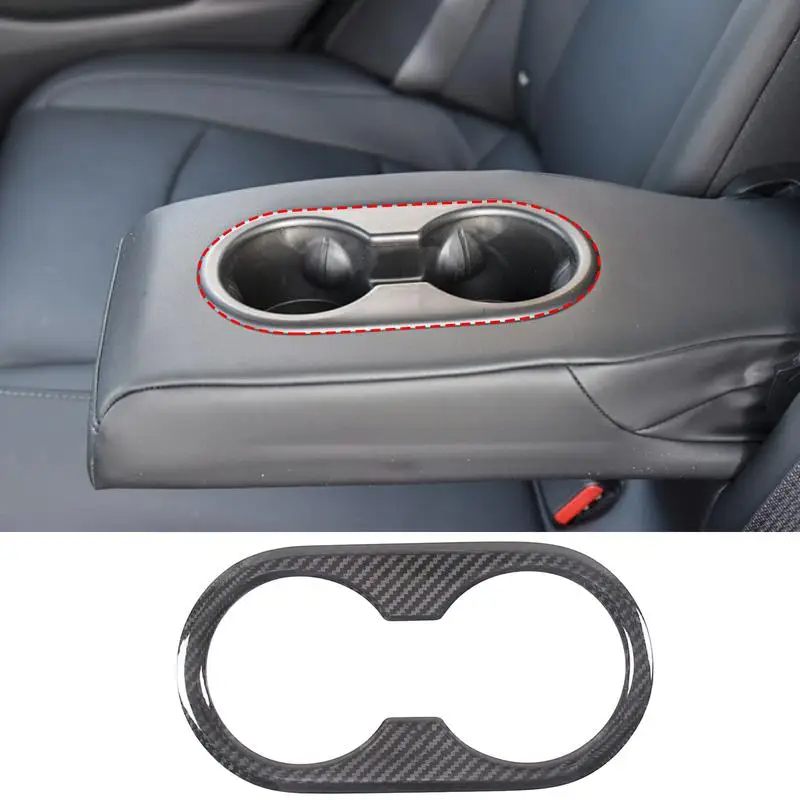 

Real Carbon Fiber Car Rear Armrest Water Cup Holder Frame Trim Styling For Tesla Model 3/Model Y Interior Accessories Auto