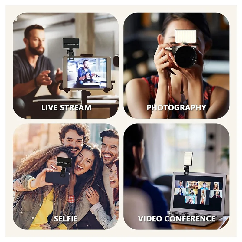 Phone Selfie Light 3000Mah 120 LED Rechargeable Phone Light Clip 3 Modes Brightness Ring Light Fit For Phone,Camera,Laptop