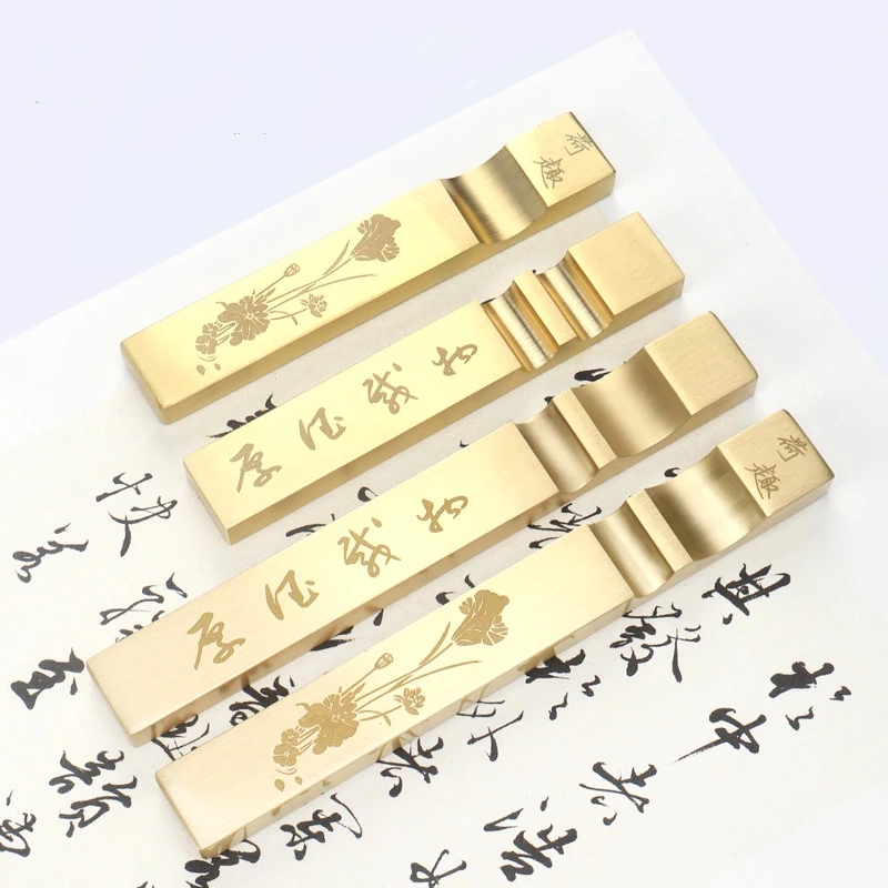 Retro Brass Paperweight Brush Penholder Multifunction Copper Penholder Chinese Style Calligraphy Painting Writing Paperweight