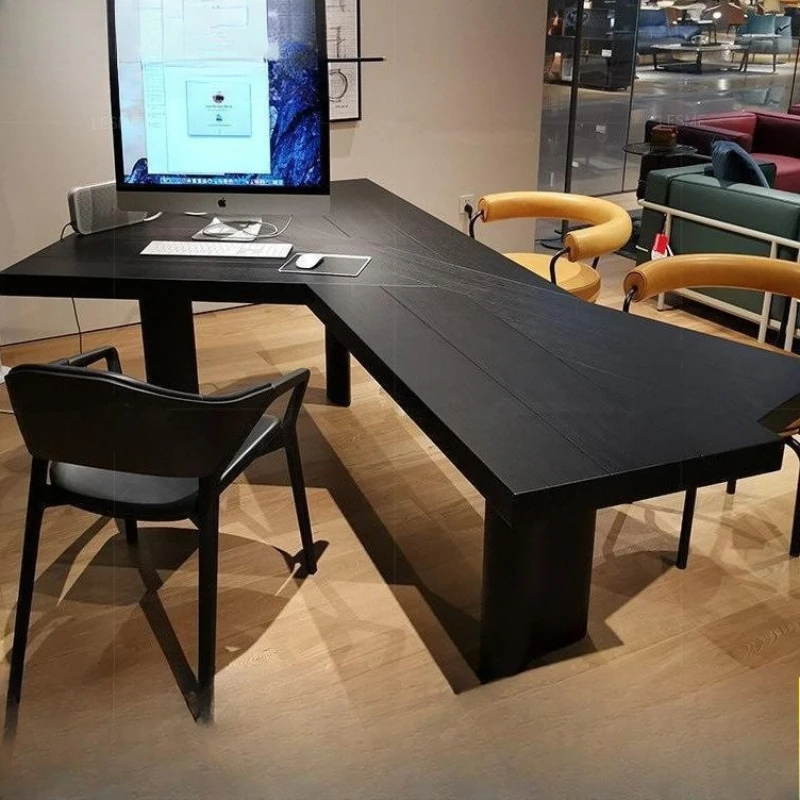 

Nordic solid wood modern special-shaped desk log computer long table designer boss table workbench