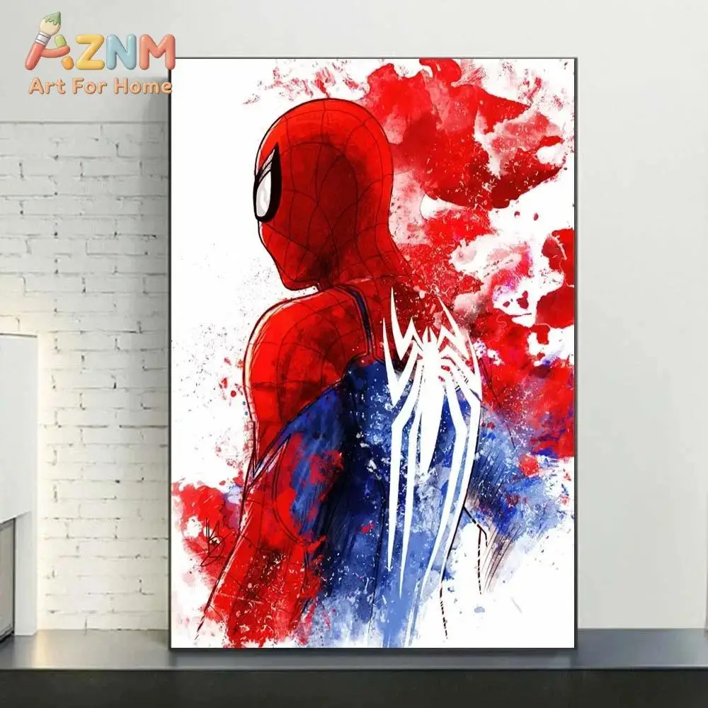 Marvel Movie Watercolor Spiderman Superhero Canvas Posters Modern Home Wall Art Painting Print Picture Room Decor - view 4