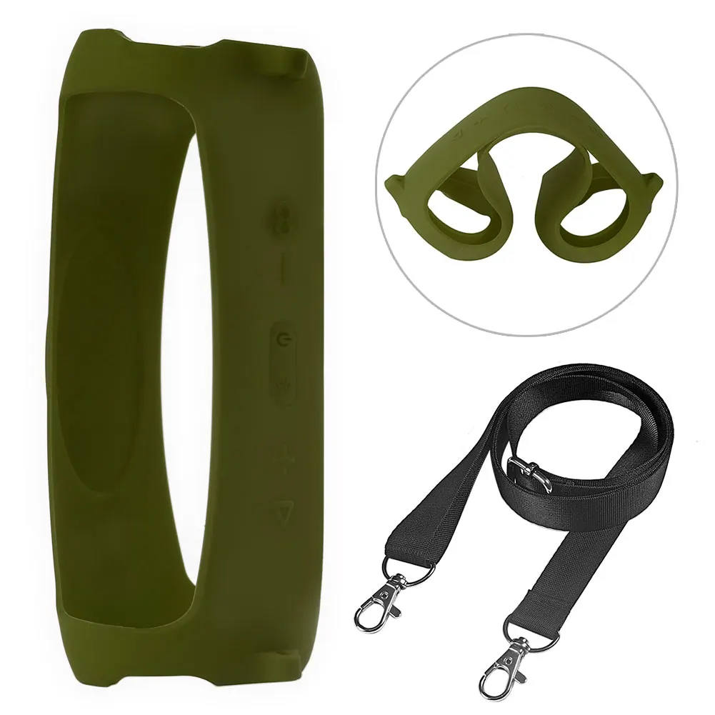 حافظة من السيليكون للسفر في الهواء الطلق مع حزام لمكبر صوت بلوتوث JBL Charge 5