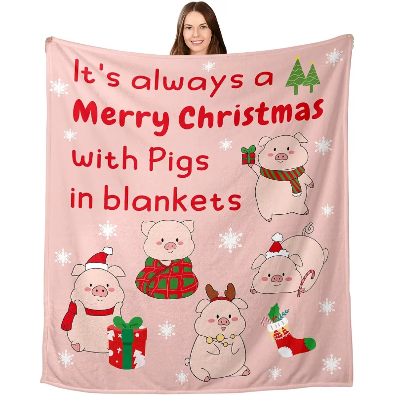 Christmas pig blanket men's decoration, stockings comfortable gifts for adults and children