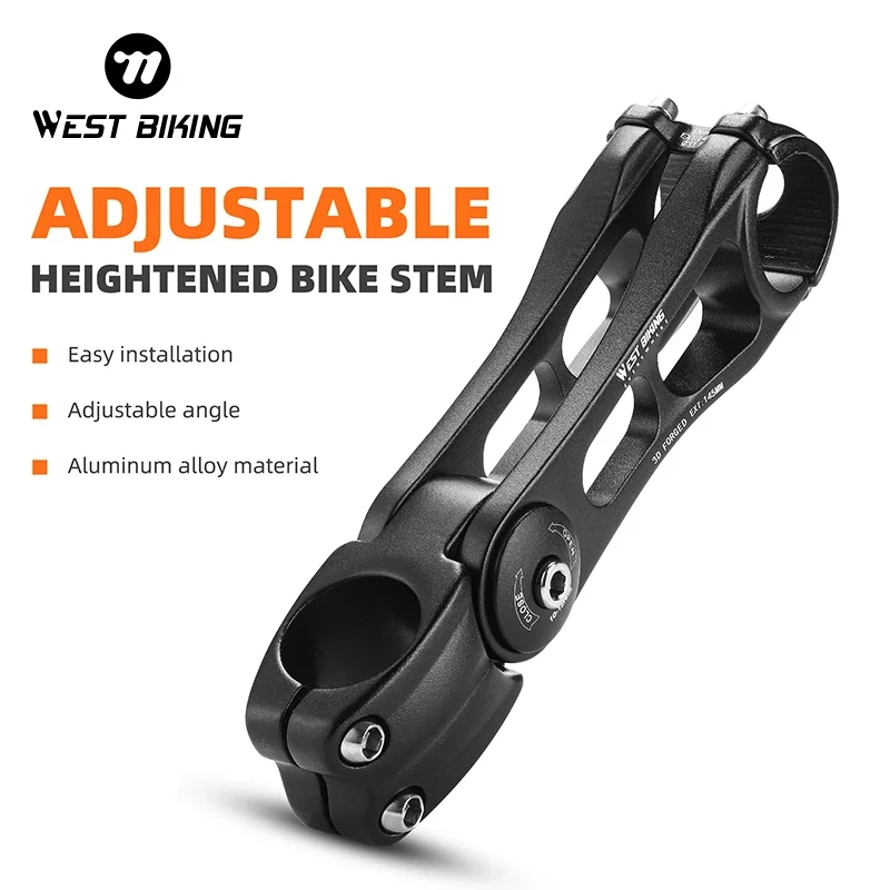 WEST BIKING Durable Bicycle Stem 80 Degree Adjustable Aluminum Alloy Mountain Road Bike Stem 90 110 145 MM Bicycle Accessories