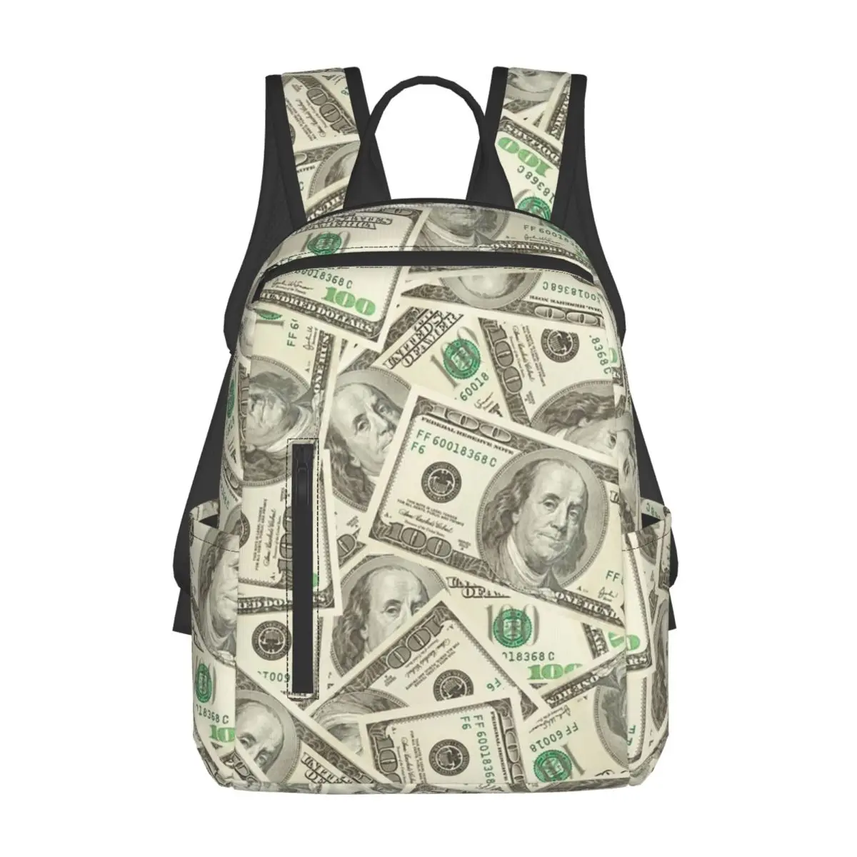 US Dollar Banknotes Backpack Daypack Large Capacity Boys Girls BookBag School Bag Shoulder Bags for Men Women