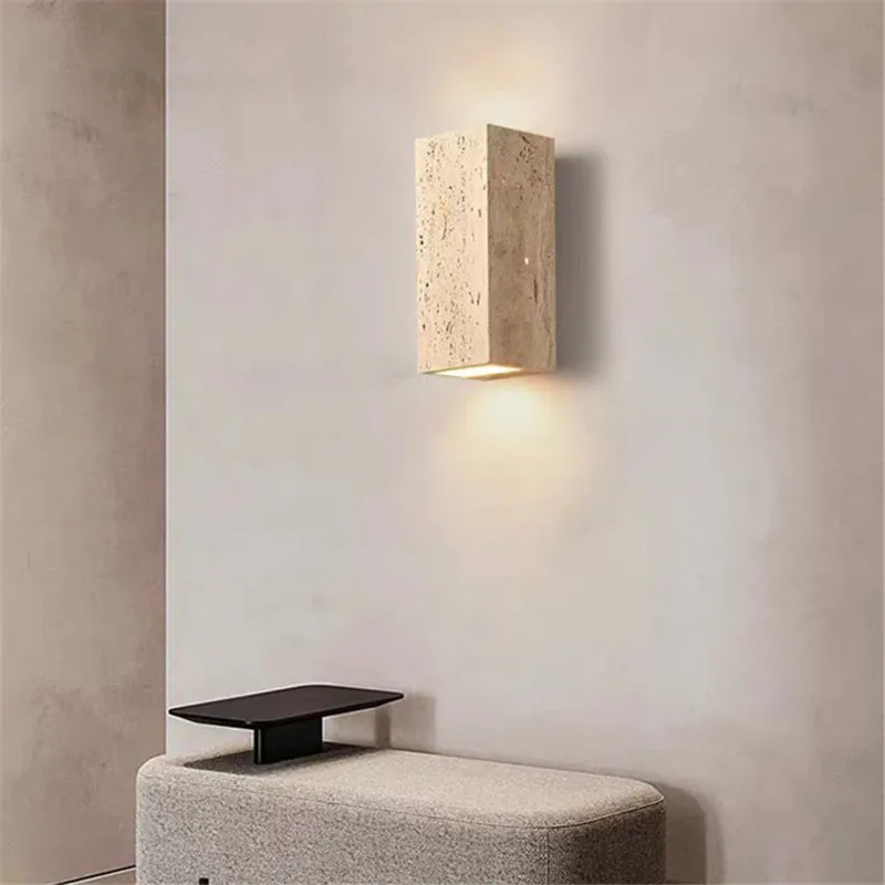 

Square yellow Cave Stone wall Lamp LED Bedroom up and down Lamp Parlor Stairs Aisle Corridor Creative Art Deco Wall scones