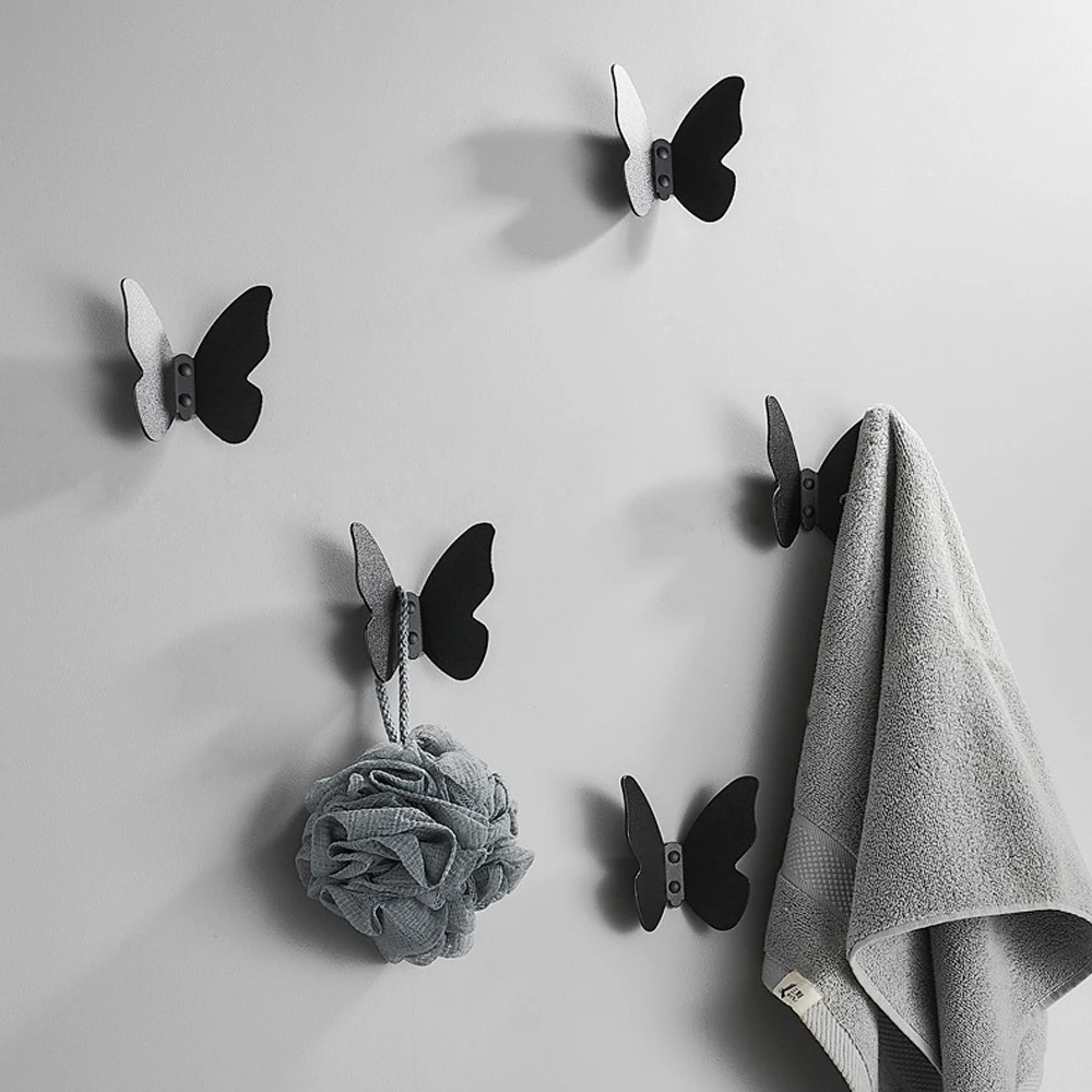 Butterfly Shape Wall Hook for Hanging Coats Hats Bags Metal Aesthetic Screw HookCute Room Decor Accessories for Girls Women