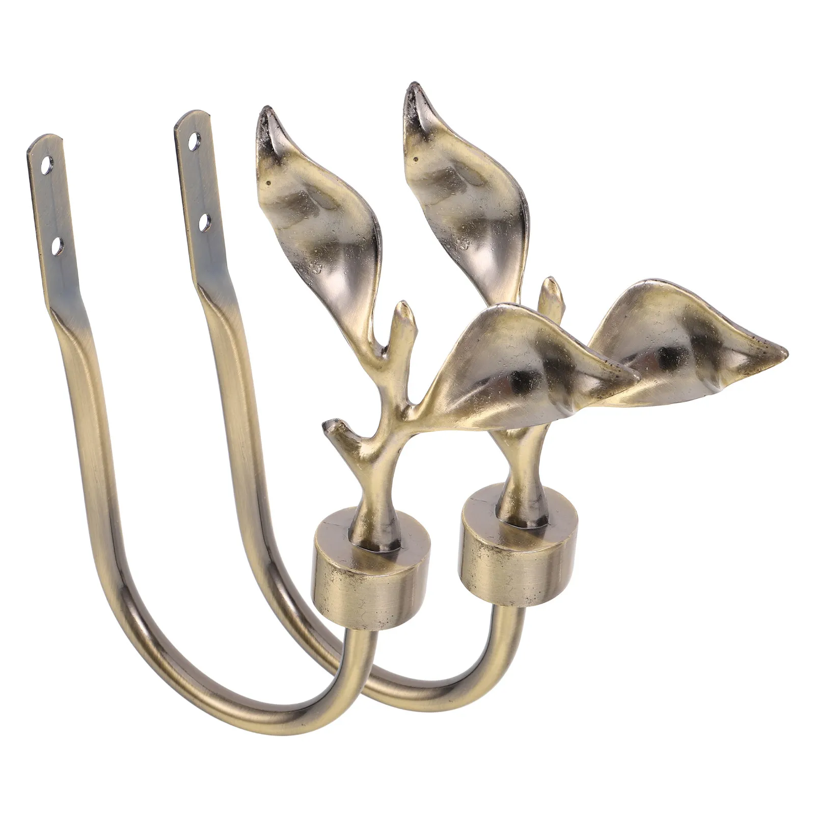 2Pcs Metal Window Curtain Hooks Leaf Shaped Holder For Curtain Tie Back Decor Home Wall Brass Tiebacks Drapery