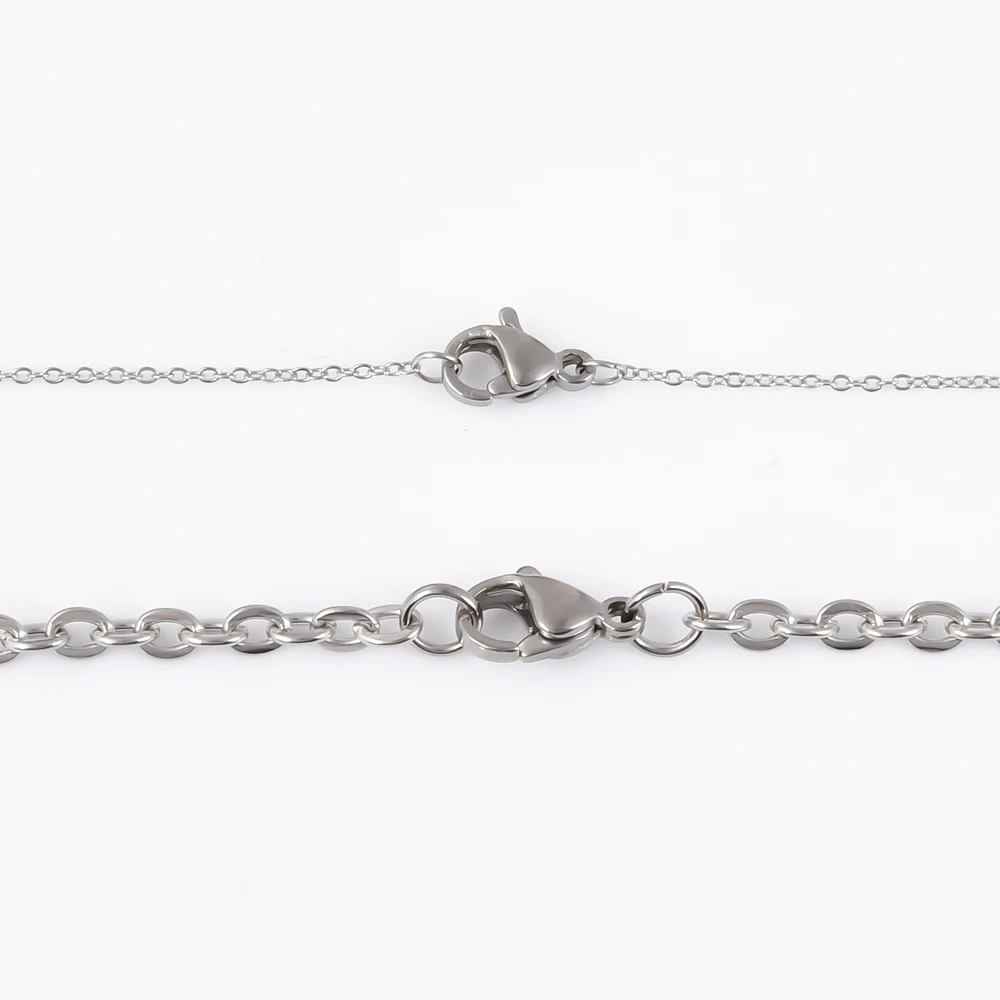 폭 1.2/1.5/2/2.5/3mm 스테인레스 스틸 롤로 체인 크로스 목걸이 여성 남성 액세서리 심플한 목걸이