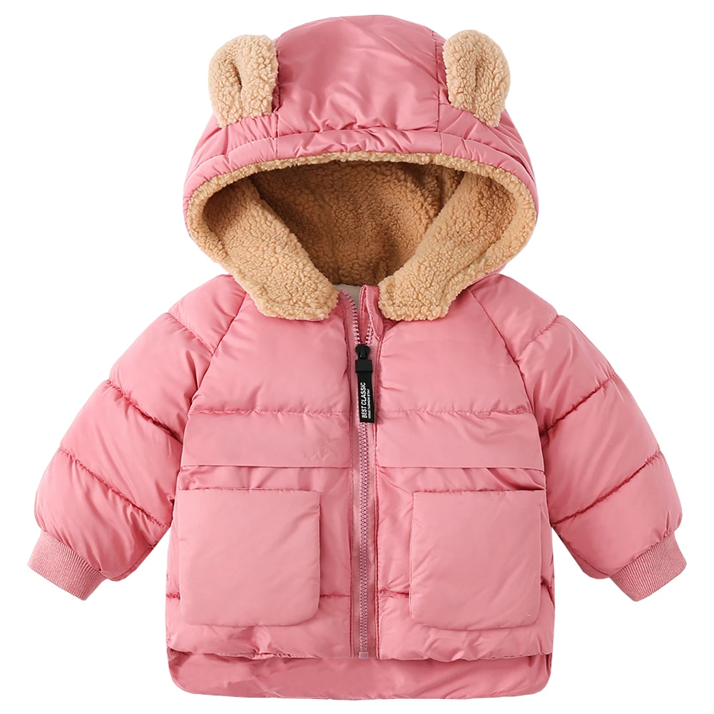 

Winter Coats for Toddlers Warm Cotton-Padded Hooded Baby Boys Girls Down Jacket Bear Ear Outerwear Fleece Puffy Quilted Outfits
