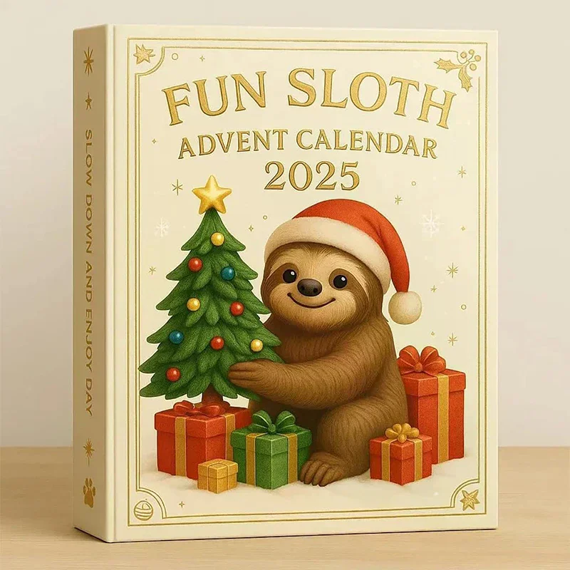 Divertente calendario dell'Avvento con bradipo 2025, calendario per il conto alla rovescia di Natale di 24 giorni con 24 graziosi ornamenti di bradipo da collezione