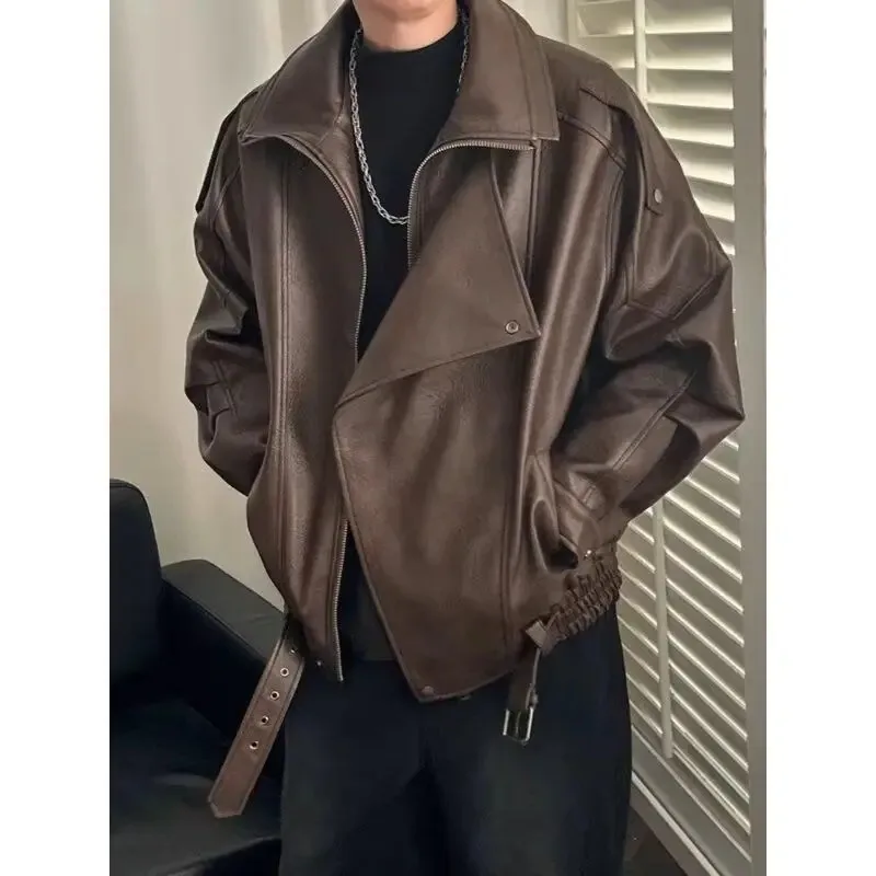 2025 otoño nueva chaqueta de cuero de solapa de estilo de gama alta chaqueta versátil de moda Casual