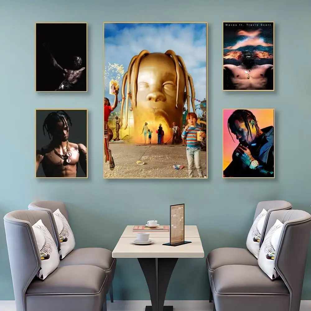 Спивачка Astroworld T-Travis Scottes постер для комнаты, домашний бар, кафе, декор, скандинавский декор, офисные подарки для дома