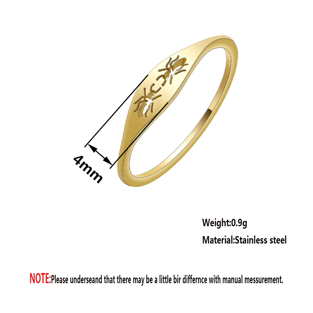 Kinitial Stainless Steel Ant Pattern Ring For Men Women Wedding Delicate Band Ring Punk Animal Jewelry