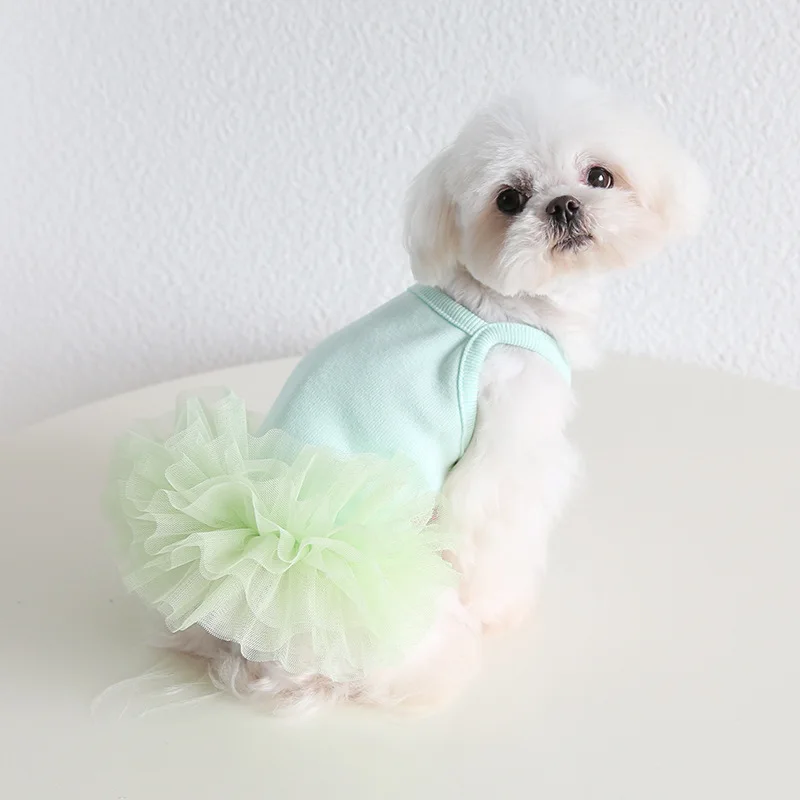 Colorful Summer Fluffy Skirt Spring/summer Suspender Vest Dog Mesh Skirt Clothing Pet Base Clothing Dog Dresses for Small Dogs