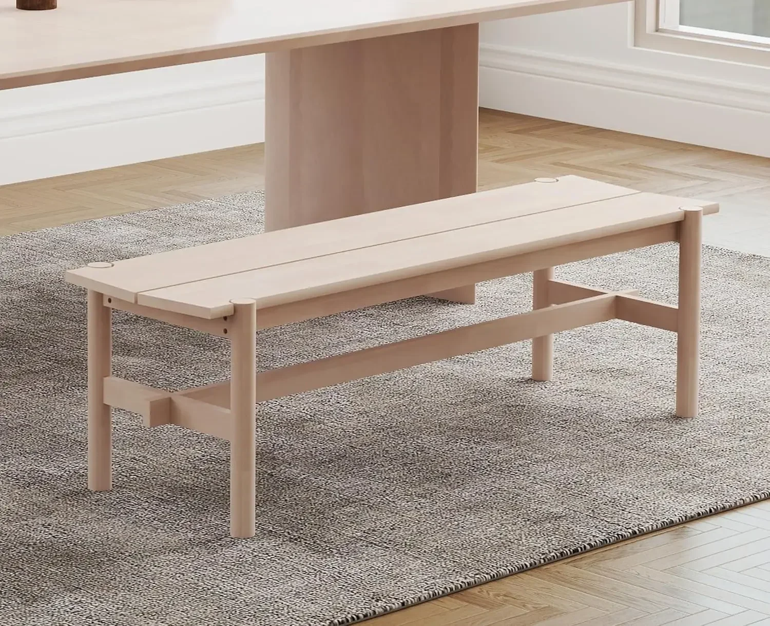 

[New Arrival, Limited Stock!]Solid Wood Bench Modern Farmhouse Entryway Bench 55” Long Dining Benches Seat End of Bed Benches fo