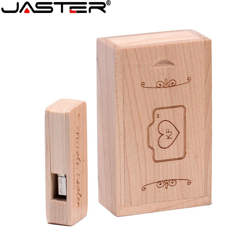 محرك أقراص فلاش USB 2.0 خشبي من JASTER محرك أقراص 64 جيجابايت 32 جيجابايت 16 جيجابايت هدية زفاف عصا ذاكرة شعار مخصص مجاني هدايا تصوير الزفاف