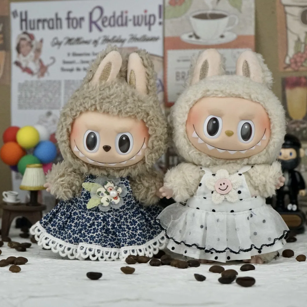 

Mini Doll'S Clothes Outfit Accessories for 15-17cm Floral Skirt Set Overalls set Clothing Gift Labubu Clothes