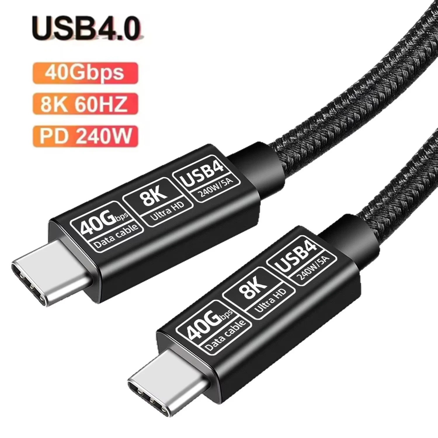40Gbps USB4 Cable Type C to C Data Cord PD 5A 240W Fast Charging 8K 60Hz Video Compatible for Thunderbolt 4 3 USB4.0/Type C Port