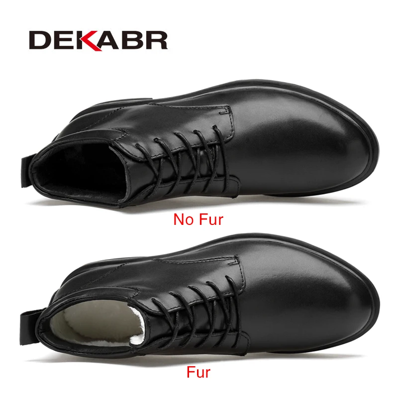 DEKABR Size 35~50 Warm Heighten Boots Genuine Leather Men Boots High Quality Autumn Snow Boots Men Waterproof Soft Ankle Shoes