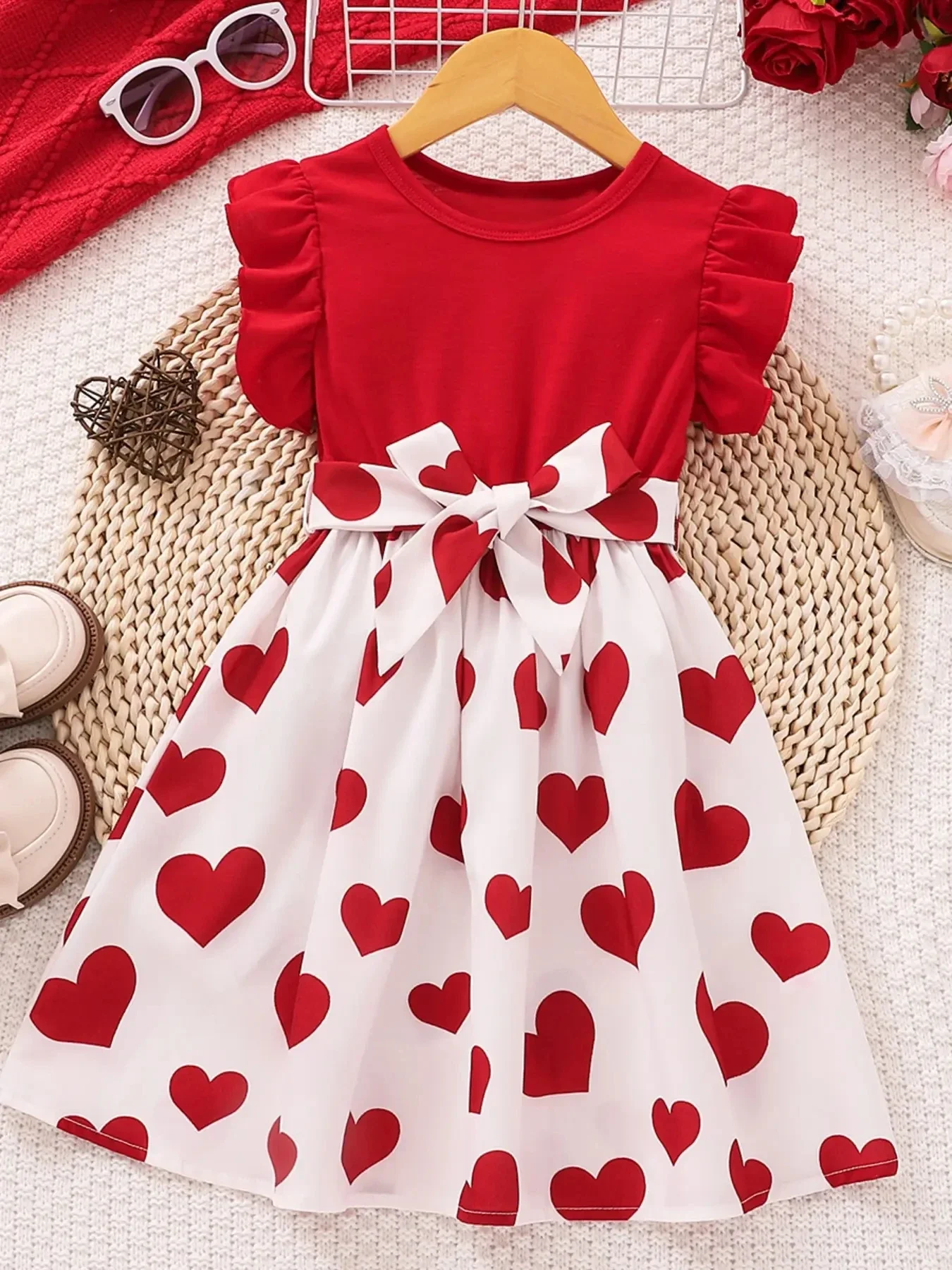 Summer Loving Kids Clothing - 2026 Summer Cute Red Love Princess